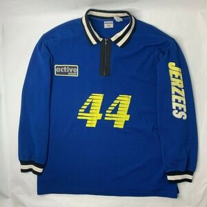 VTG‎ Jerzees Mens Large Shirt Jacket Spell Out 44 Active Wear 1/4 Zip RARE